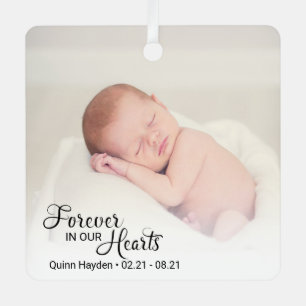 Memorial Baby Foto forever in ons hart Metalen Ornament