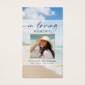 Memorial Beach In Loving Memory Photo Prayer Card Visitekaartje (Voorkant)