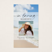 Memorial Beach In Loving Memory Photo Prayer Card Visitekaartje (Voorkant)