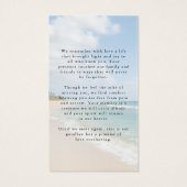 Memorial Beach Photo Forever Hearts Prayer Card Visitekaartje (Achterkant)