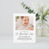 Memorial Beauful Life Modern Elegant Chic Foto Briefkaart (Staand voorkant)