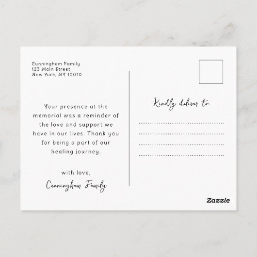 Memorial Beauful Life Modern Elegant Chic Foto Briefkaart (Achterkant)