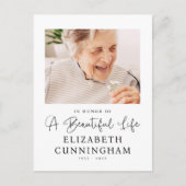Memorial Beauful Life Modern Elegant Chic Foto Briefkaart (Voorkant)