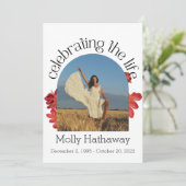 Memorial Begonia Photo Prayer Card for Funeral Kaart (Staand voorkant)