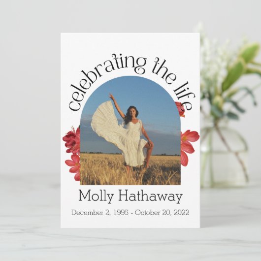 Memorial Begonia Photo Prayer Card for Funeral Kaart (Staand voorkant)