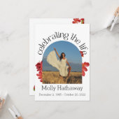 Memorial Begonia Photo Prayer Card for Funeral Kaart (Voorkant / Achterkant in situ)