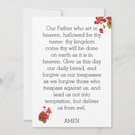 Memorial Begonia Photo Prayer Card for Funeral Kaart (Achterkant)