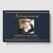 Memorial begrafenis blauw goud foto gastenboek (Voorkant)