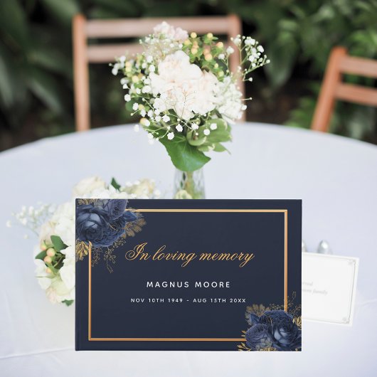 Memorial begrafenis in liefhebbend geheugen blauwe gastenboek