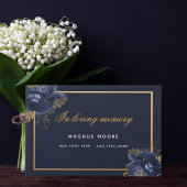 Memorial begrafenis in liefhebbend geheugen blauwe gastenboek