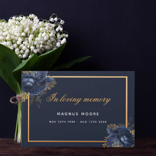 Memorial begrafenis in liefhebbend geheugen blauwe gastenboek