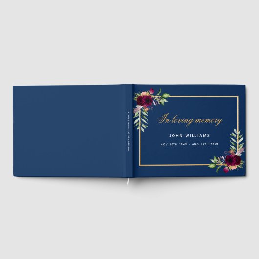 Memorial begrafenis in liefhebbend geheugen blauwe gastenboek (Volledig)