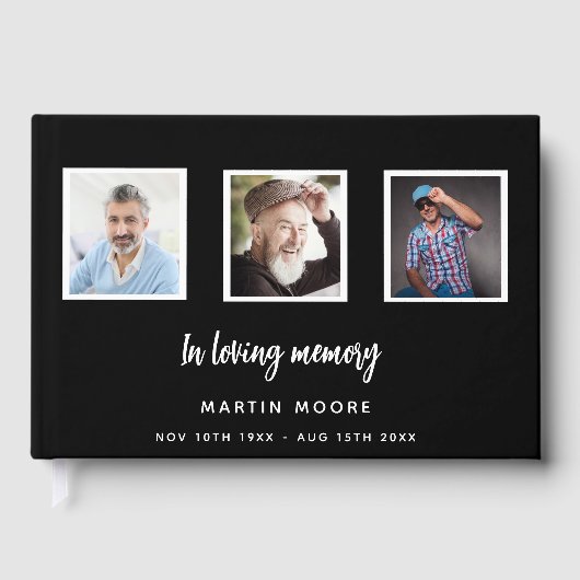 Memorial begrafenis liefdevolle herinnering zwarte gastenboek (Voorkant)