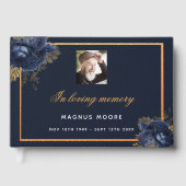 Memorial begrafenis liefhebbend geheugen blauwe fo gastenboek (Voorkant)