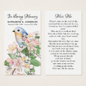 Memorial Bird Floral Poem Funeral Prayer Kaart (Voorkant /achterkant)