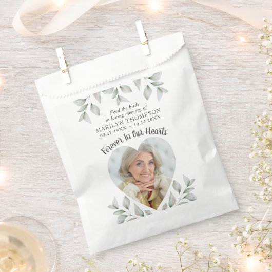 Memorial Bird Seed Heart Foto Funeral Sympathie Bedankzakje (Geknipt)