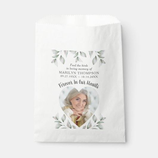 Memorial Bird Seed Heart Foto Funeral Sympathie Bedankzakje (Voorkant)