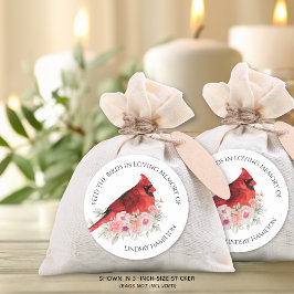 Memorial Bird Seed Waterverf Kardinaal Favor Ronde Sticker