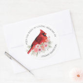 Memorial Bird Seed Waterverf Kardinaal Favor Ronde Sticker (Envelop)