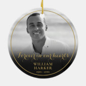 Memorial Black and White Photo Kerstamic O Keramisch Ornament (Achterkant)