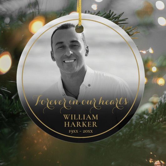 Memorial Black and White Photo Kerstamic O Keramisch Ornament