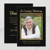Memorial Black Gold Typografie Foto Sympathie Bedankkaart (Voorkant / Achterkant)