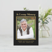 Memorial Black Gold Typografie Foto Sympathie Bedankkaart (Staand voorkant)