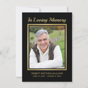 Memorial Black Gold Typografie Foto Sympathie Bedankkaart