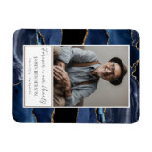 Memorial Blauw en Goud Foto Keepsake Magneet (Horizontaal)