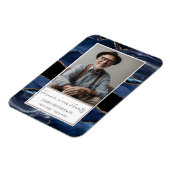 Memorial Blauw en Goud Foto Keepsake Magneet (Linkerzijde)