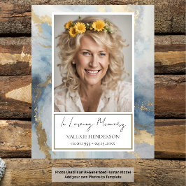 Memorial Blauwe en Gouden Foto Begrafenis Welkom P Poster