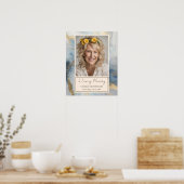 Memorial Blauwe en Gouden Foto Begrafenis Welkom Poster (Keuken)