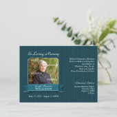 Memorial blauwgroen Pinstripe Banner Kaart (Staand voorkant)