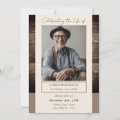 Memorial Bloemen Rustiek hout foto begrafenis Kaart (Voorkant)