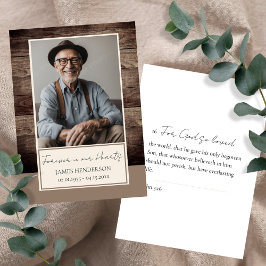 Memorial Bloemen Rustiek Hout Foto Begrafenis Keep Visitekaartje