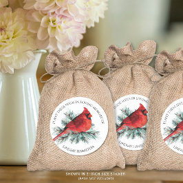 Memorial Bloemzaden Kardinaal Pine Favor Ronde Sticker