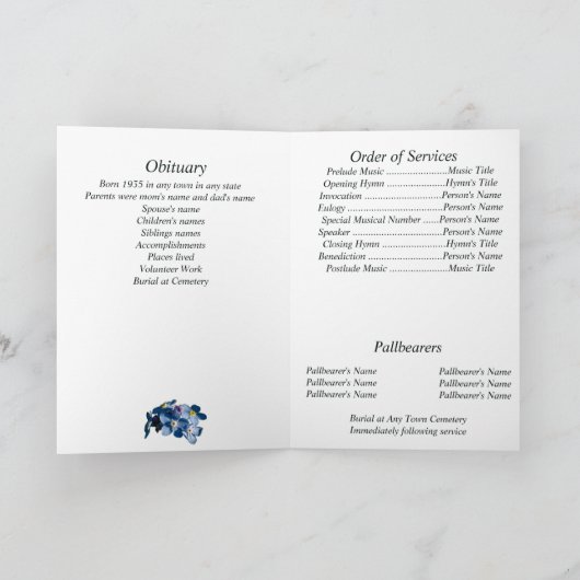 Memorial Blue Vergeet Me Not Floral Fotoprogramma (Binnen)