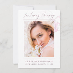 Memorial Blush Waterverf Floral Foto sympathie Bedankkaart