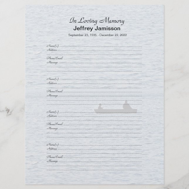 Memorial Book Filler Inlogpagina Naam, Vissers (Voorkant)