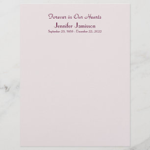 Memorial Book Filler Page, Bleek roze