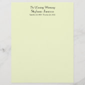 Memorial Book Filler Page, Bleke groene kleur (Voorkant)