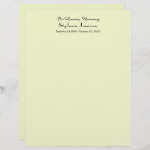 Memorial Book Filler Page, Bleke groene kleur (Voorkant / Achterkant)