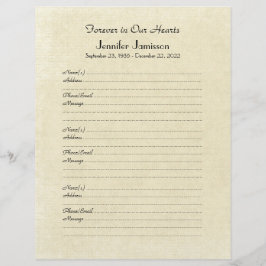 Memorial Book Filler Page, Distress Cream Paper