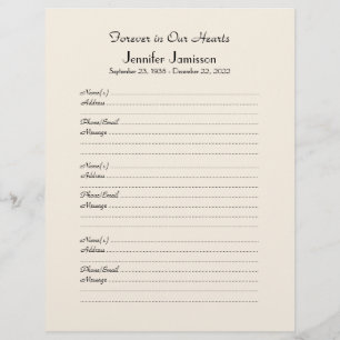 Memorial Book Filler Page, Off White