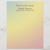 Memorial Book Filler Page, Pastel Yellow Blue Pink (Voorkant)