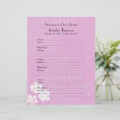 Memorial Book Filler Page, Pink Floral (Staand voorkant)