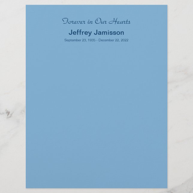Memorial Book Filler Pages, Light Blue (Voorkant)