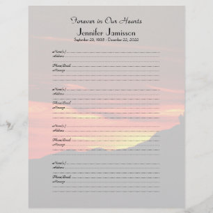 Memorial Book Filler Sign-In Page Kolob Sunset
