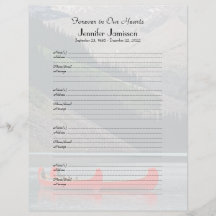 Memorial Book Filler Sign-In Page Mountain Canoes