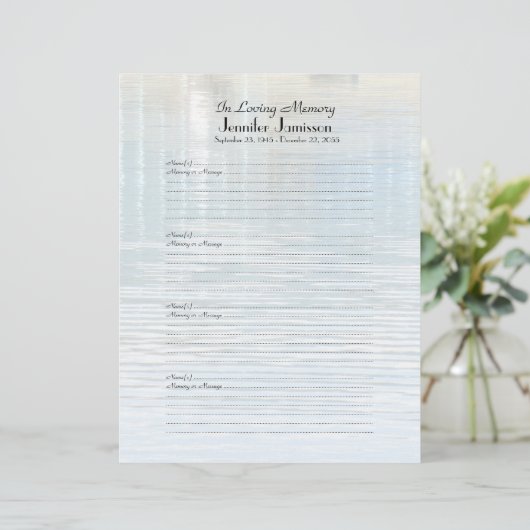 Memorial Book Sign-In Page Water Reflection Filler (Staand voorkant)